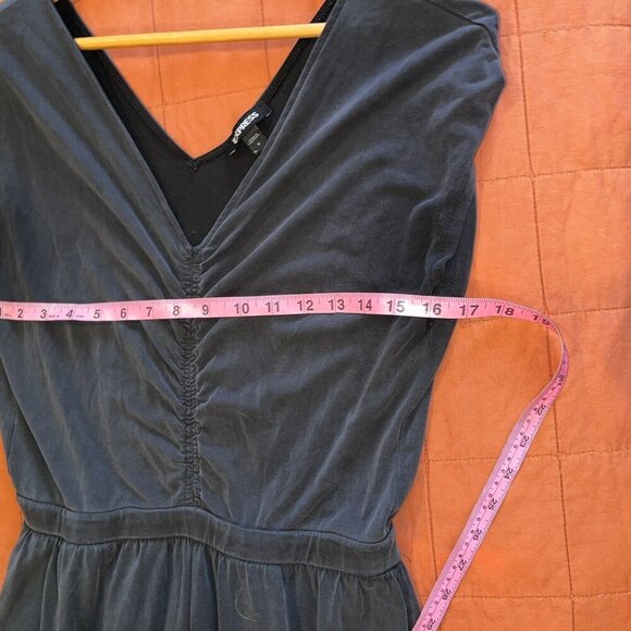Express Black V-Neck Ruched Front Elastic Waistband Women's Jumpsuit Size S - Picture 7 of 10